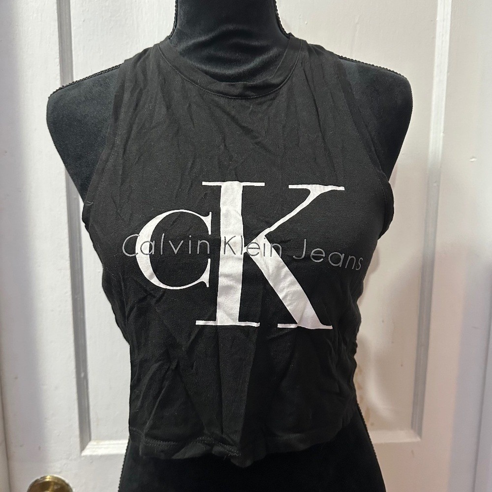 Calvin Klein Jeans Black Cropped Tank Top in S